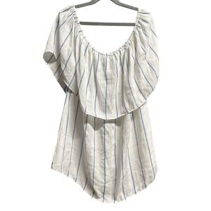 White House Black Market Maya Off Shoulder Striped Blouse Ruffle Top Size Small